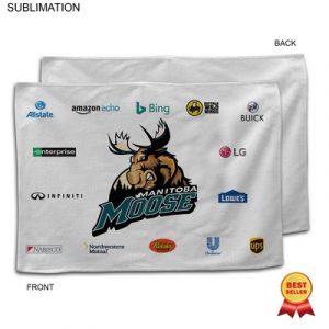 White Microfiber Dri-Lite Terry Sponsorship Rally Towel, 12×18, Sublimated Full Color