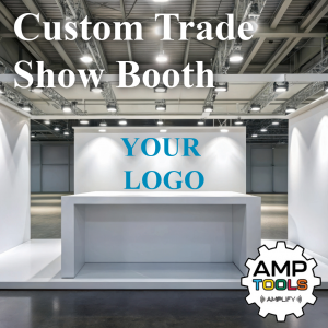 Tradeshow Booth Package Deluxe, 10′ Expanding Display and 8′ Sublimated PREMIUM Tablecloth